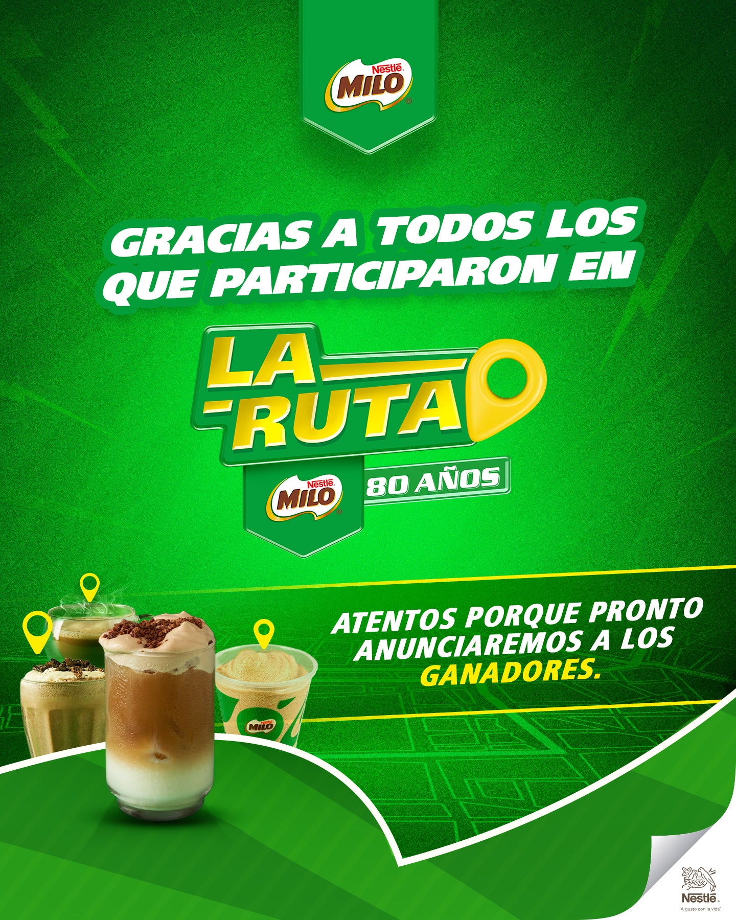 Banner Paso 1 visita los restaurantes participantes y empieza a participar en La Ruta Milo 80 años